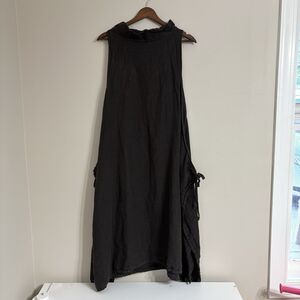 bryn WALKER S 100% Linen sleeveless Tunic Shirt top Brown casual Lagenlook Boxy